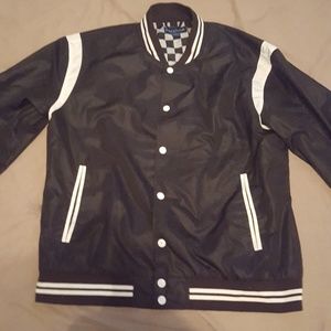 Black and white Letterman style jacket